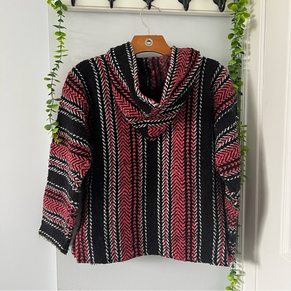 Pink and Black Striped Baja Hoodie - Picture 3 of 4